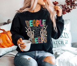 people give me the creeps sweatshirt,halloween shirt, horror shirt, horror gift for men, skeleton hand tee, witch vibes