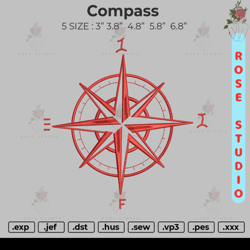 compass, embroidery file, embroidery design