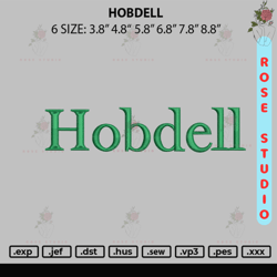 hobdell embroidery file 6sizes, embroidery file, embroidery design