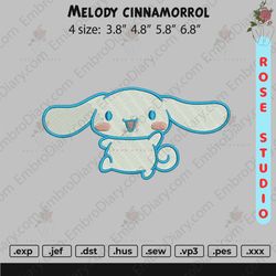 melody cinnamorol embroidry, embroidery file, embroidery design