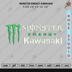 monster energy kawasaki embroidery, embroidery file, embroidery design