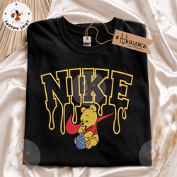 bear embroidered shirt, winnie the pooh brand embroidered crewneck, custom brand embroidered shirt