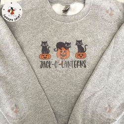 black cat embroidery shirt, pumpkin halloween embroidery machine shirt, pumpkin lanterns cats embroidery shirt