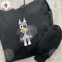 blue dog halloween embroidery shirt, happy haloween embroidery shirt, blue dog cartoon embroidery shirt, halloween trend