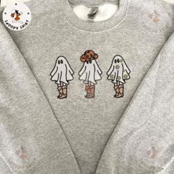 boo haw embroidery shirt, spooky halloween embroidery shirt, western ghost craft embroidery shirt, embroidery shirt