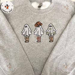 boo haw embroidery shirt, spooky halloween embroidery shirt, western ghost craft embroidery shirt, embroidery pattern