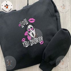boo you horror embroidery shirt, face ghost embroidery machine shirt, scary halloween, embroidery machine shirts