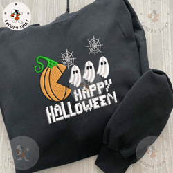 pumpkin halloween embroidery shirt, scary pumpkin embroidery shirt, happy halloween embroidery machine shirt