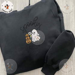 pumpkin spooky season embroidery shirt, halloween embroidery shirt for shirt, hello spooky craft embroidery shirt