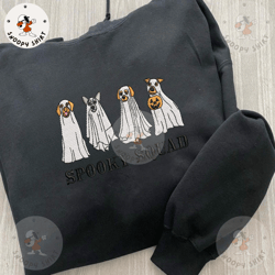 retro ghost spooky embroidery shirt, ghost dog embroidery shirt, spooky halloween embroidery shirt