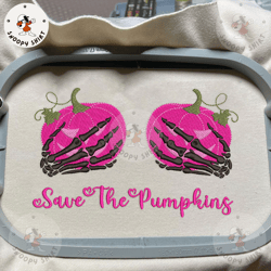 save the pumpkins embroidery machine shirt, pink ribbon embroidery machine shirt, halloween spooky embroidery shirt