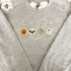 spooky ghost cookie embroidery shirt, scary sugar cookie embroidery machine shirt, spooky boo embroidery machine shirt