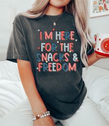 retro usa comfort colors shirt, 4th of july tee, snacks and freedom, womens 4th of july shirt, america patriotic shirt,