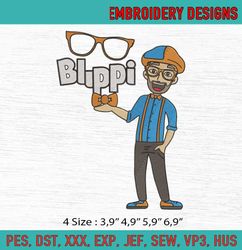 blippi character glasses comedy educational children kids machine embroidery digitizing design file