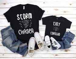 mommy and me shirts, storm chaser tiny tornado, mother daughter shirts, mom and baby outfit, matching mama and mini, mom