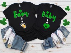 st patricks day pregnancy announcement shirt, mommy daddy to be matching shirt, funny couple st paddys t-shirt, lucky ba