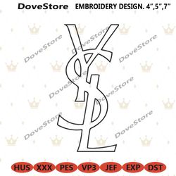 ysl outlines logo embroidery instant download
