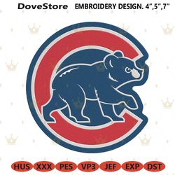 chicago cubs blue bear letter c logo machine embroidery digitizing