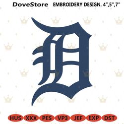detroit tigers classic signature letter d type mlb logo machine embroidery file