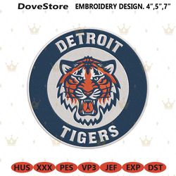 detroit tigers with tiger head circle logo machine embroidery file