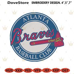 atlanta braves baseball club circle logo embroidery instant download