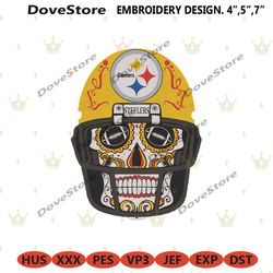 pittsburgh steelers skull embroidery files, nfl embroidery files, pittsburgh steelers skull helmet file