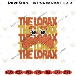 the lorax face embroidery instant design file, dr. seuss embroidery files, dr. seuss character machine embroidery digita