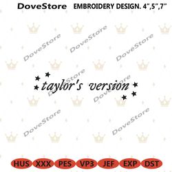 taylor version wordmark embroidery design download, the eras tour machine embroidery files, taylor swift concert embroid