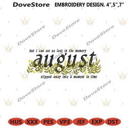 august slipped away machien embroidery design files, august folklore embroidery instant download, august embroidery desi