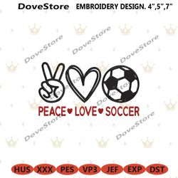 peace love soccer embroidery design file instant, soccer machine embroidery design download, sport lover embroidery desi