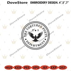 the tortured poets department logo embroidery instant files, taylor swift embroidery instant files, the eras tour embroi