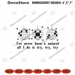 natural try try machine embroidery instant design, swiftie mirrorball embroidery digital, taylor swift embroidery files