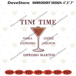 espresso martini embroidery designs download, tini time embroidery digital files, espresso machine embroidery digital de