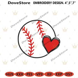baseball heart logo embroidery download digital, baseball machine embroidery instant download, baseball heart design emb