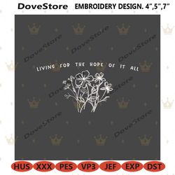 living for the hope of it all embroidery design files, living the hope machine embroidery files, christian machine embro