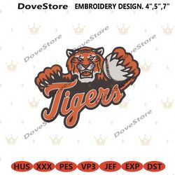 detroit tigers baseball curves logo machine embroidery digitizing