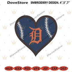 detroit tigers baseball heart classic letter d logo machine embroidery digitizing
