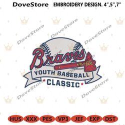 atlanta braves youth baseball classic logo machine embroidery digitizing