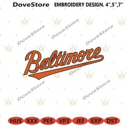 baltimore oriles baseball team curves transparent logo machine embroidery file