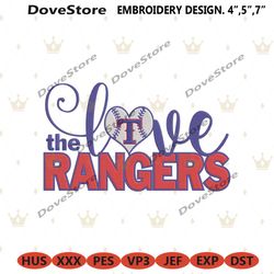 love the rangers mlb logo embroidery design file