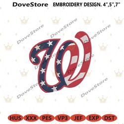 washington mlb america flag embroidery file
