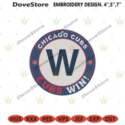 chicago cubs win slogan circle logo machine embroidery design