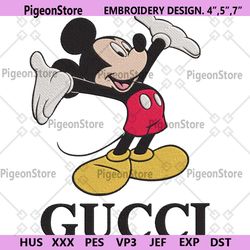 mickey hand up gucci basic logo embroidery design file