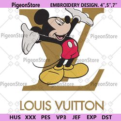 mickey hand up louis vuitton logo embroidery design file