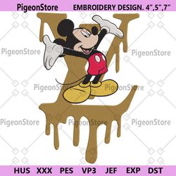 mickey hand up lv dripping logo embroidery design file
