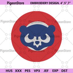 chicago cubs bear head red circle logo machine embroidery file