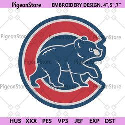 chicago cubs blue bear letter c logo machine embroidery digitizing