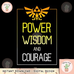 legend of zelda power, wisdom and courage royal crest logo png, digital download, instant