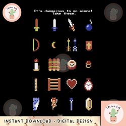 legend of zelda take these quest items graphic png, digital download, instant png, digital download, instant