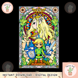 legend of zelda wind waker stained glass graphic png, digital download, instant png, digital download, instant